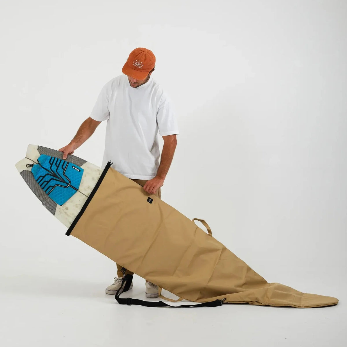 FARO Adjustable Canvas Surfboard Bag (tan color)