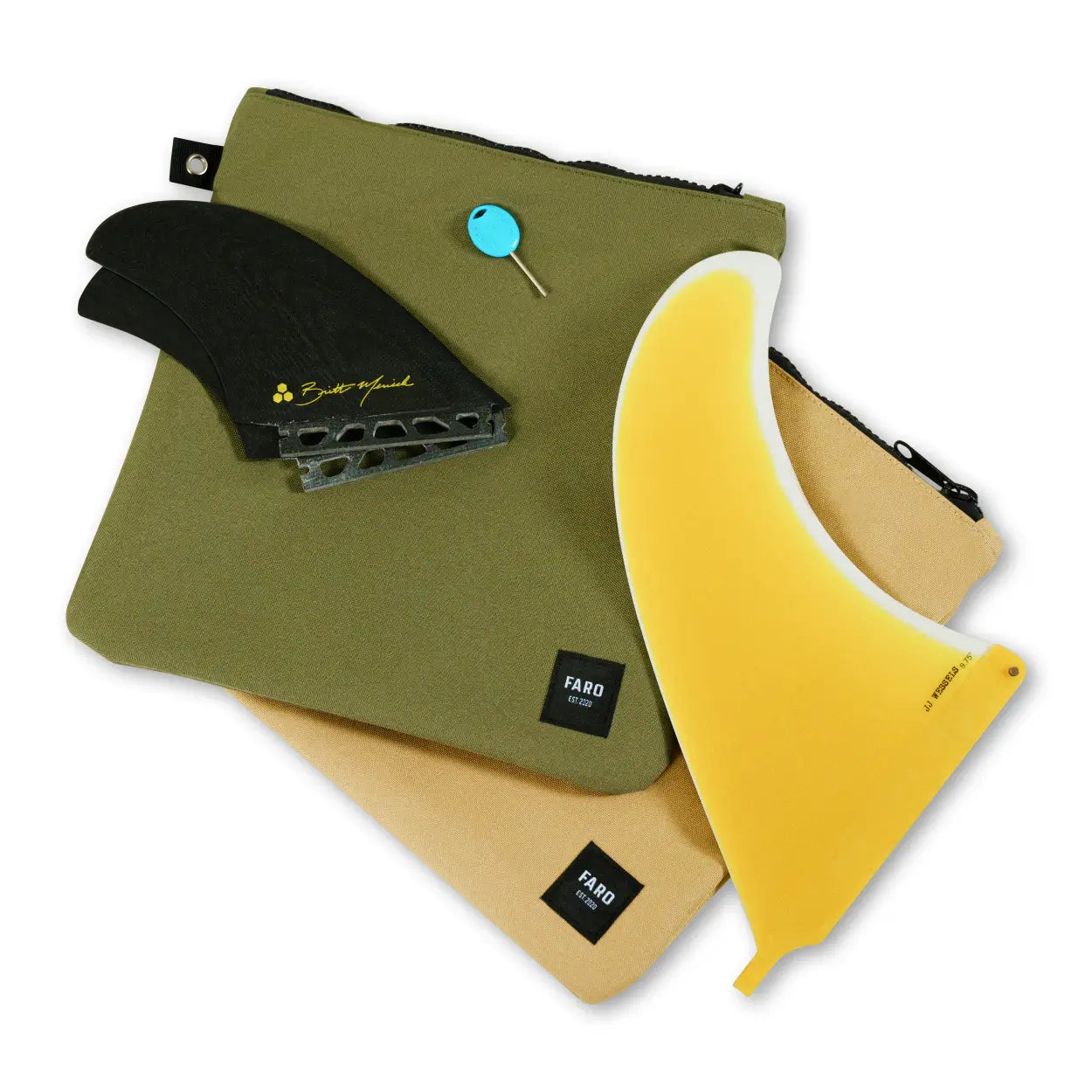 FARO Surfboard Fin Wallet Fin Case (olive color)