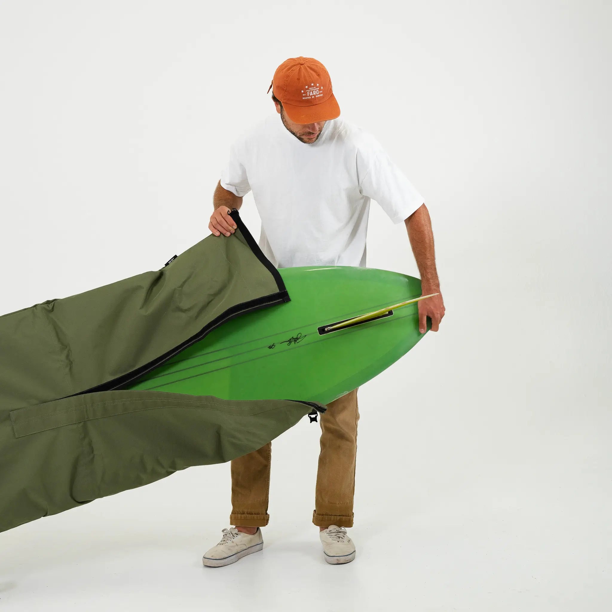 FARO Adjustable Canvas Surfboard Bag (olive color)