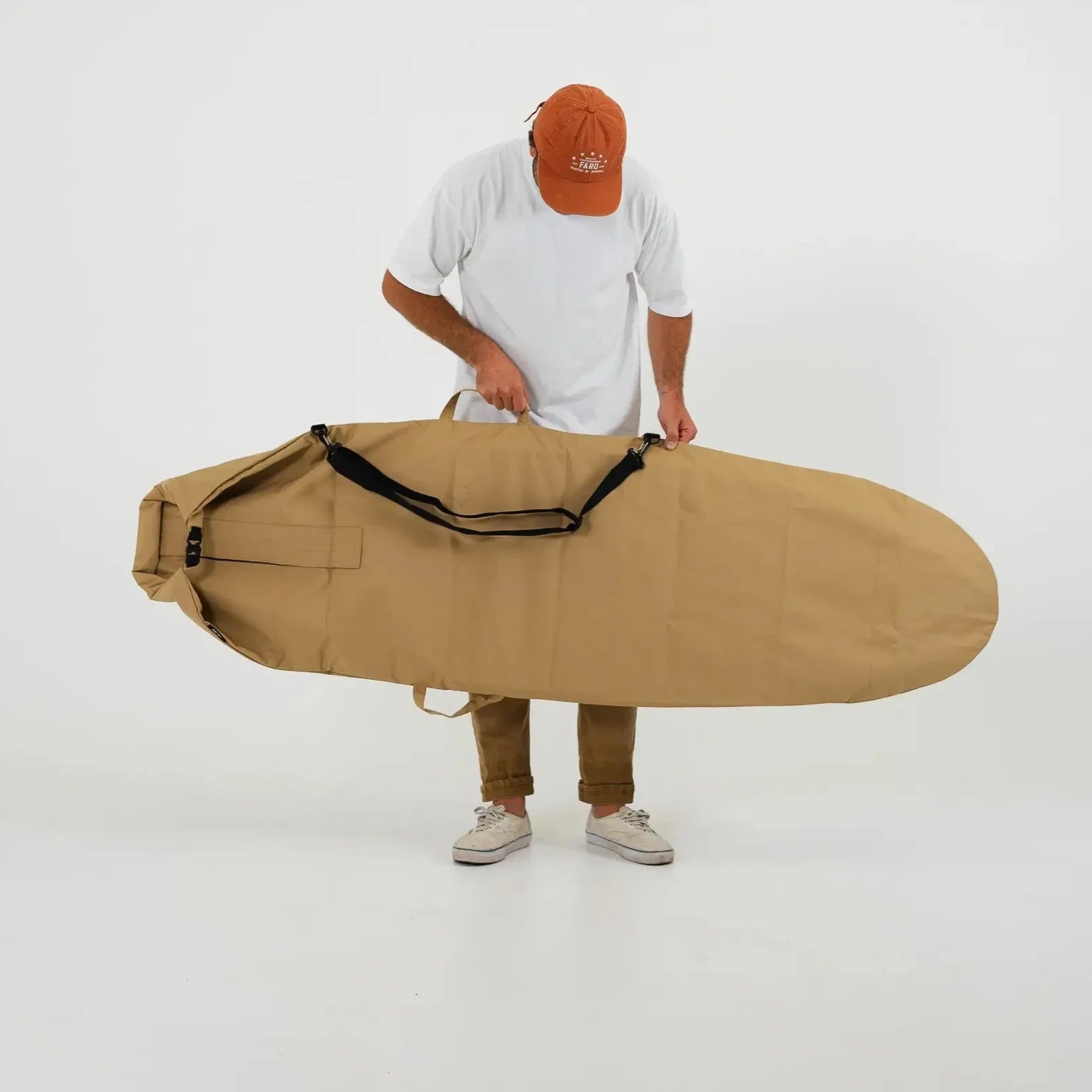 FARO Adjustable Canvas Surfboard Bag (tan color)