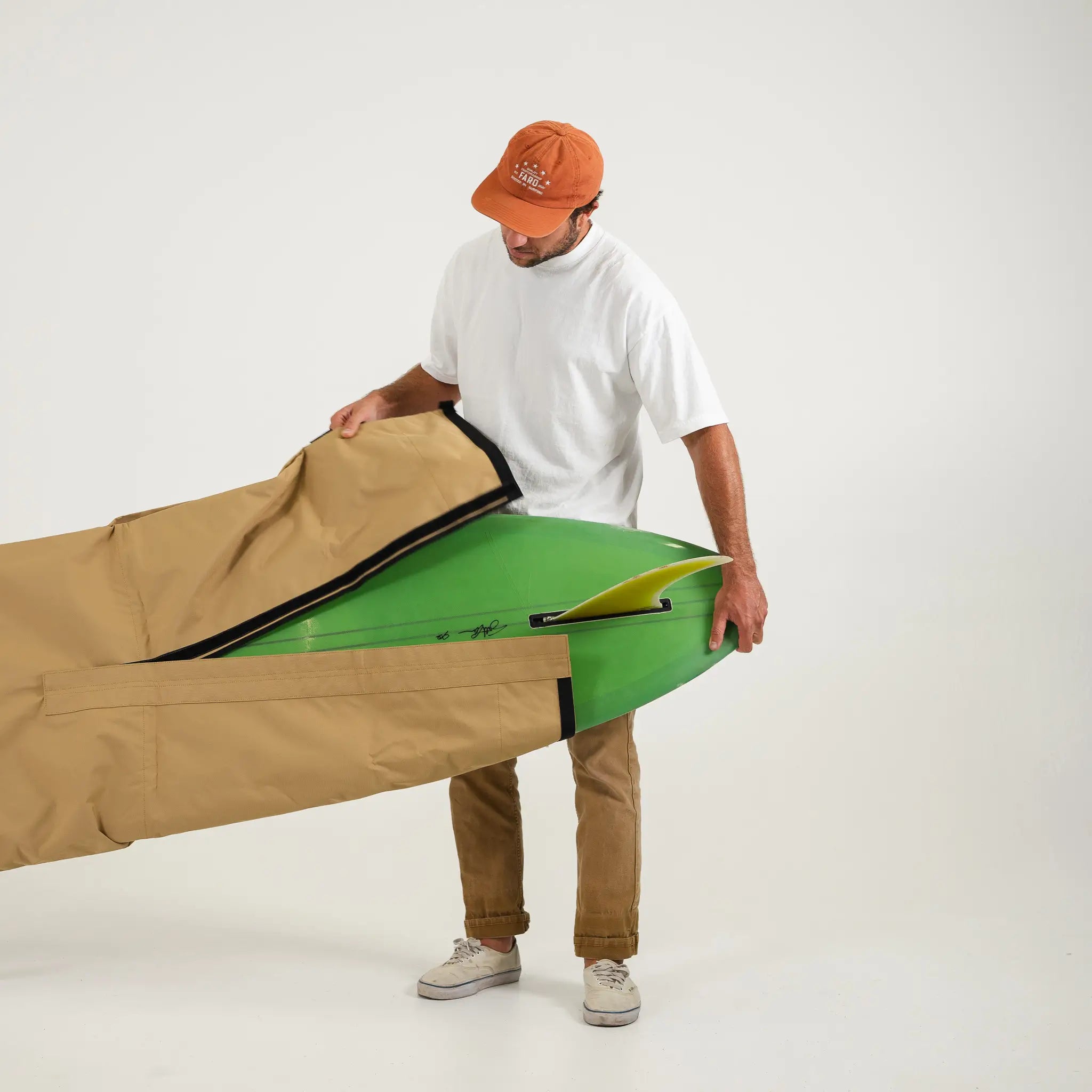 FARO Adjustable Canvas Surfboard Bag (tan color)