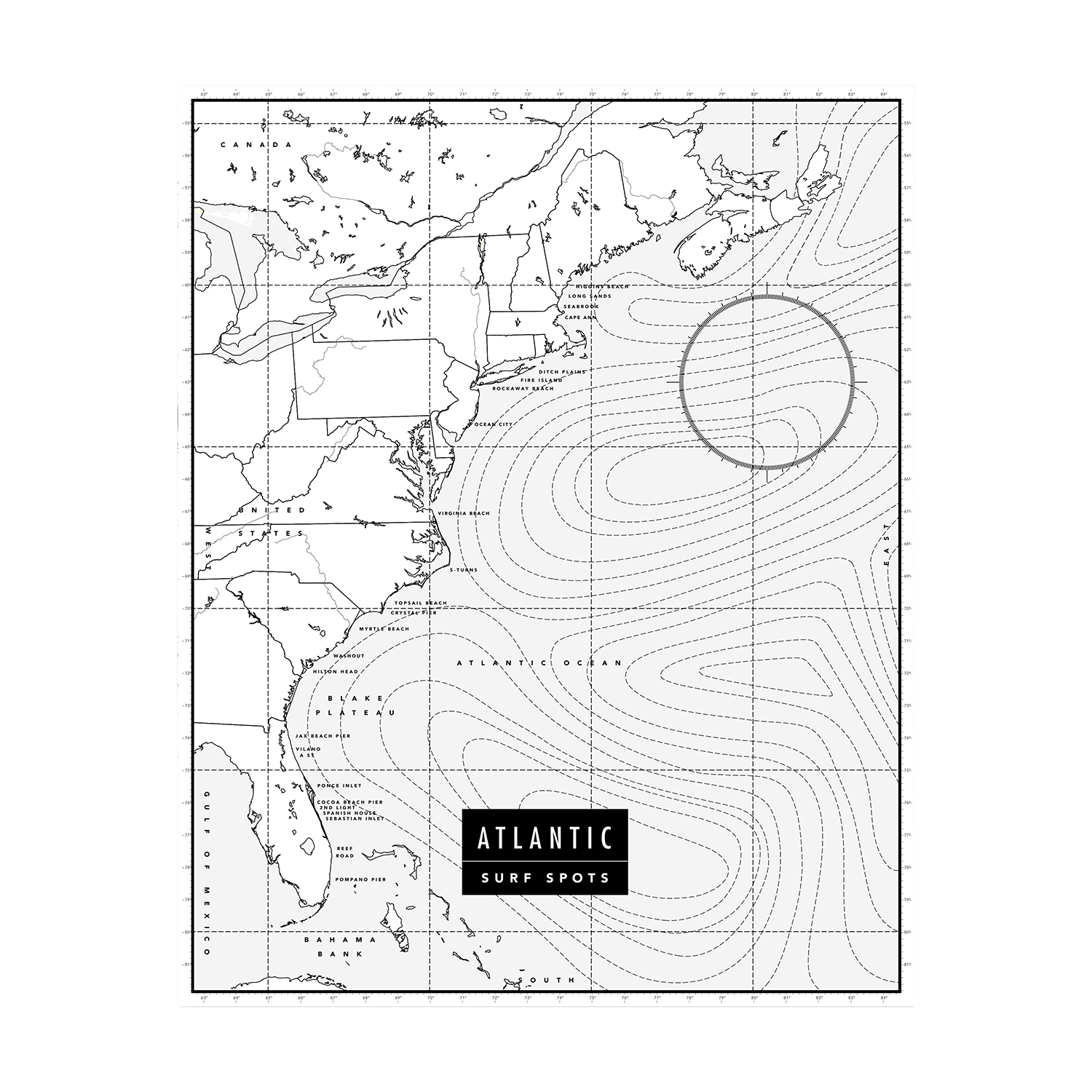 Atlantic Surf Spots | Poster (B/W)